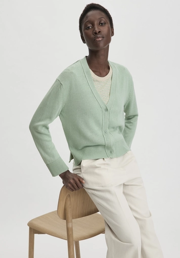 Relaxed knit jacket made of organic cotton with linen - 4