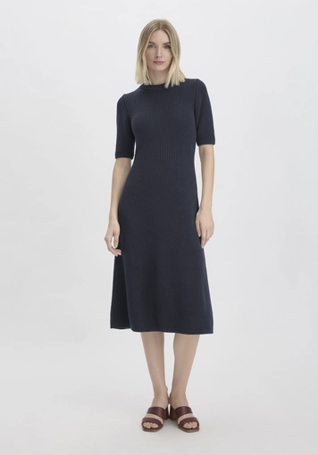 Strick Kleid Midi Slim aus reiner Bio-Baumwolle - 0