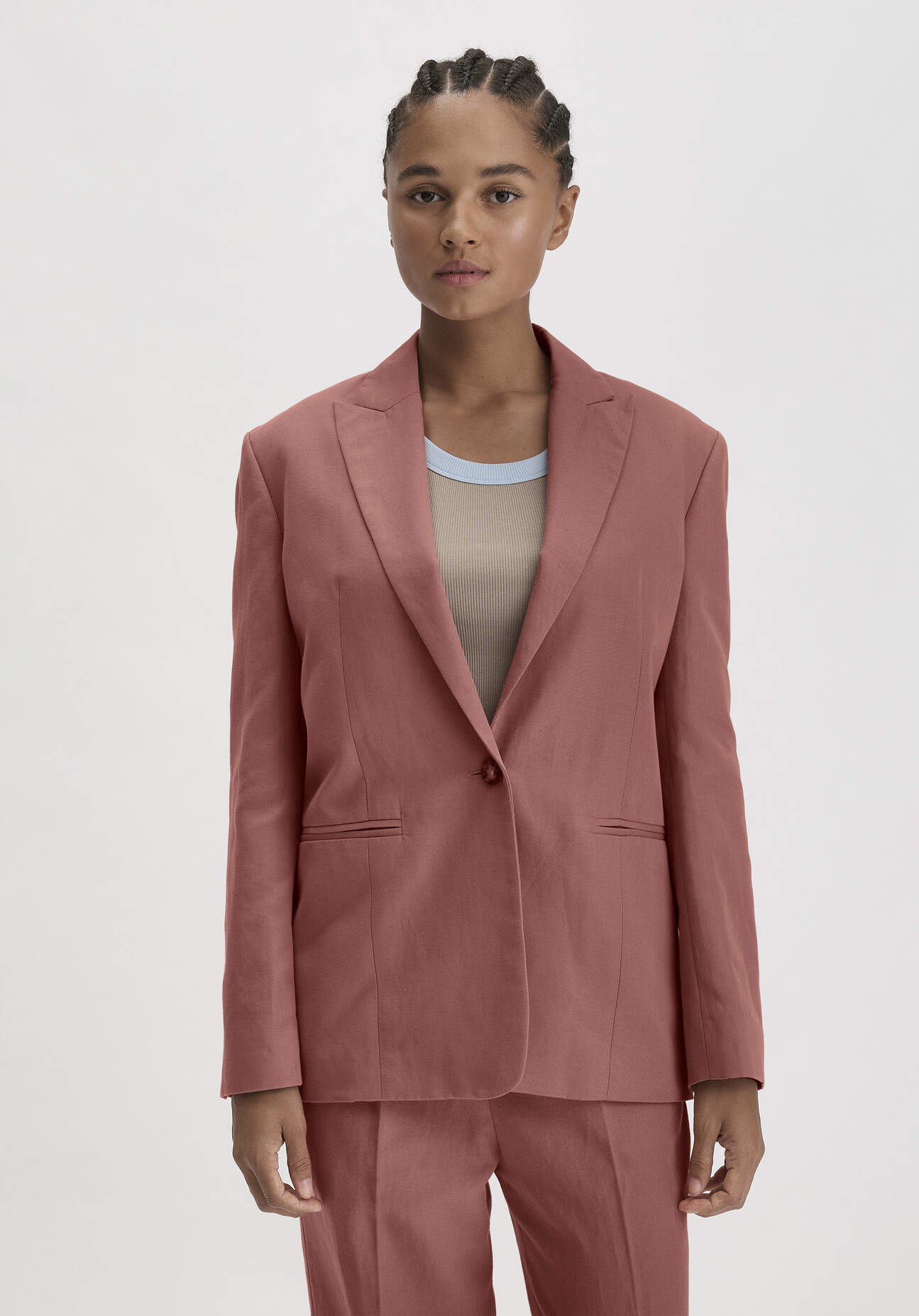 Thumbnail - hessnatur Damen Blazer Relaxed aus Bio-Baumwolle mit Leinen - braun - Größe 48