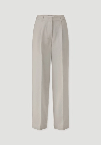 Wide Leg Relaxed Pleated Trousers made of Organic Cotton with Linen