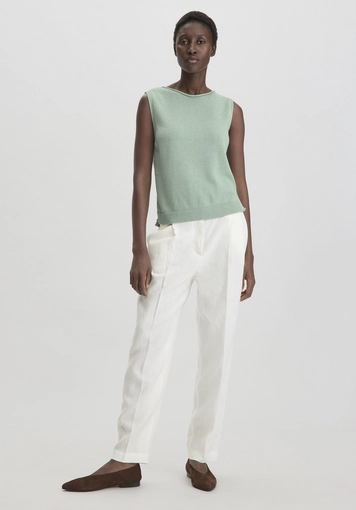 Straight Leg Relaxed Trousers made of pure linen - 0