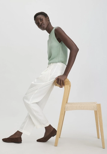 Straight Leg Relaxed Trousers made of pure linen - 3
