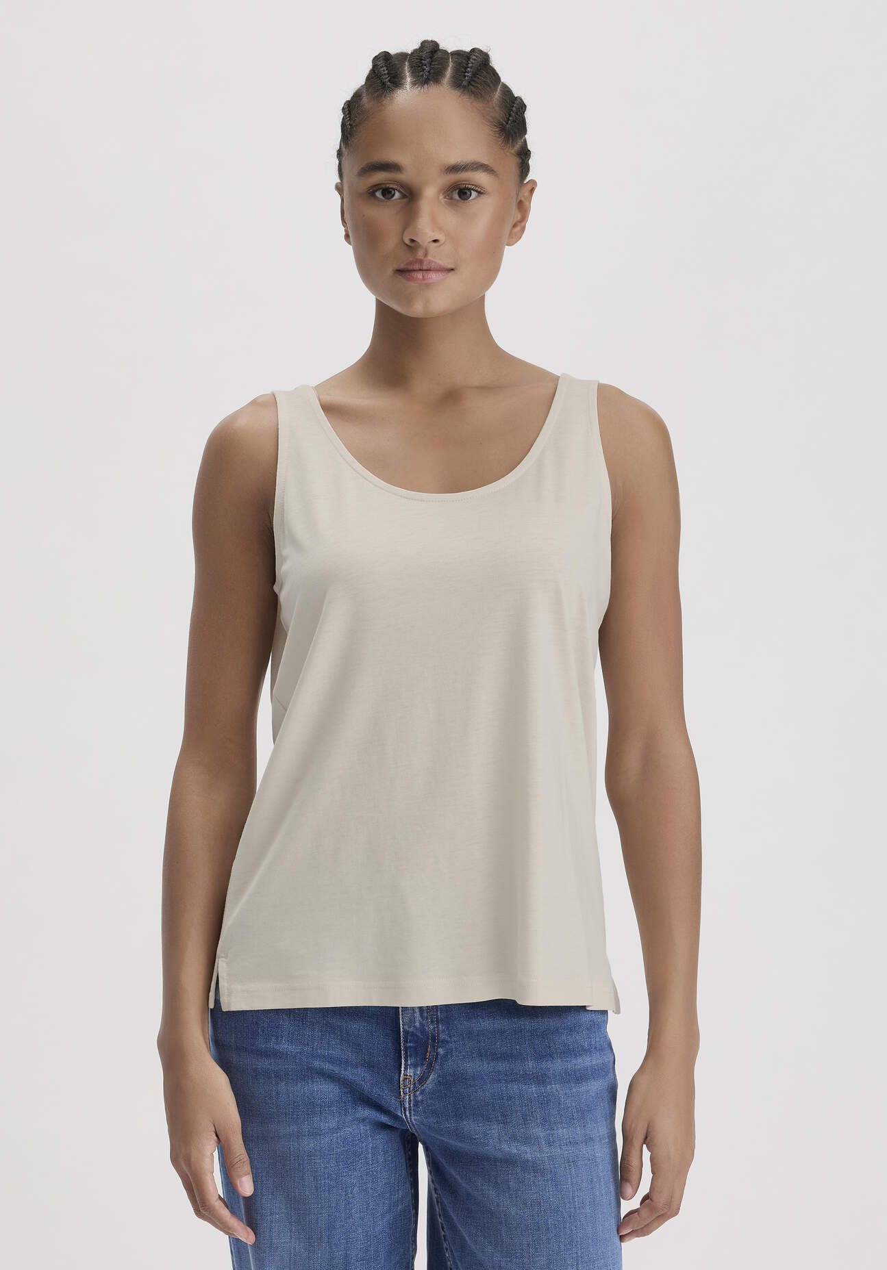 Thumbnail - hessnatur Damen Jersey Top Relaxed aus TENCEL™ Lyocell mit Bio-Baumwolle - beige - Größe 42