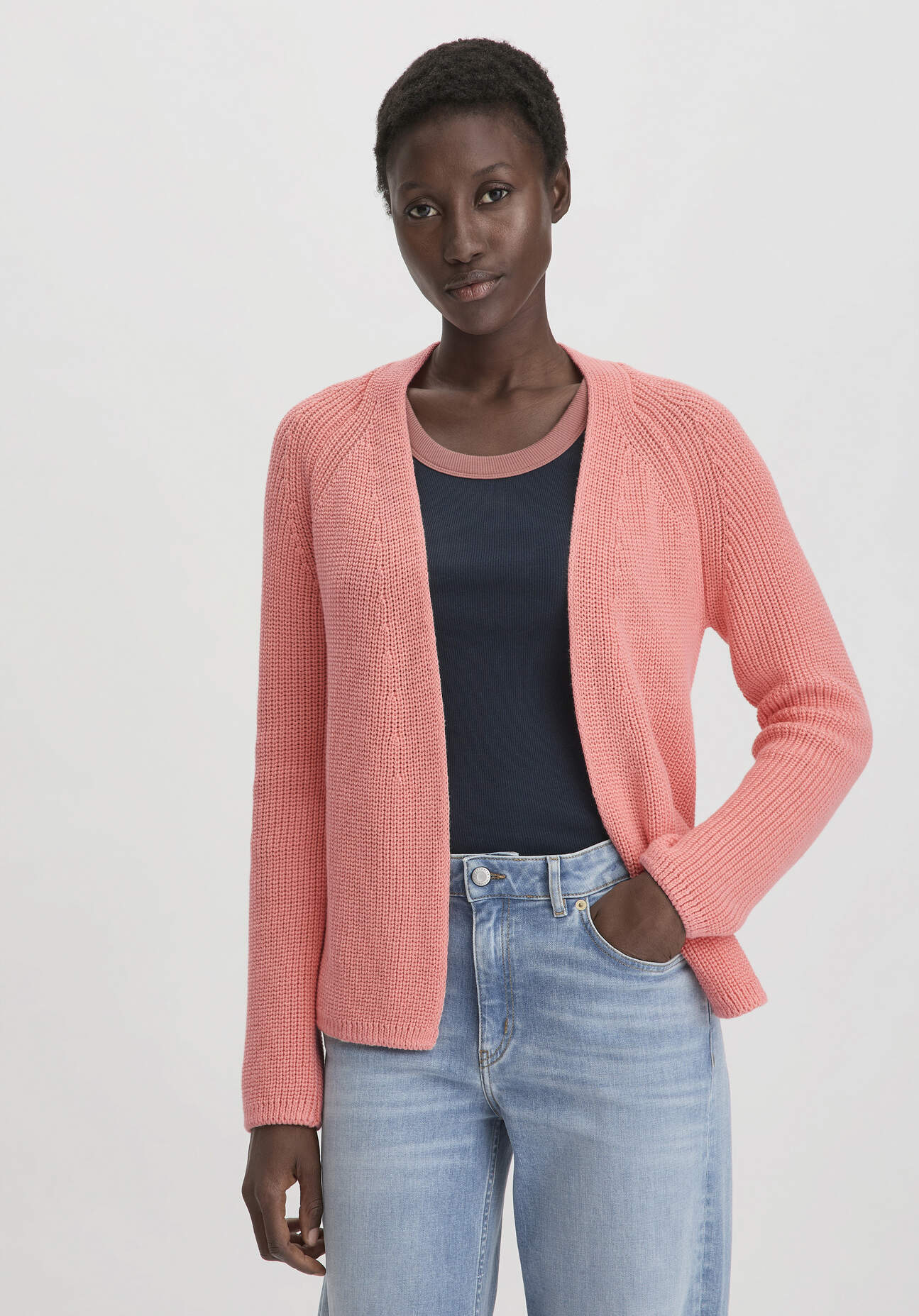 Thumbnail - hessnatur Damen Strick Jacke Regular aus Bio-Baumwolle - rosa - Größe S