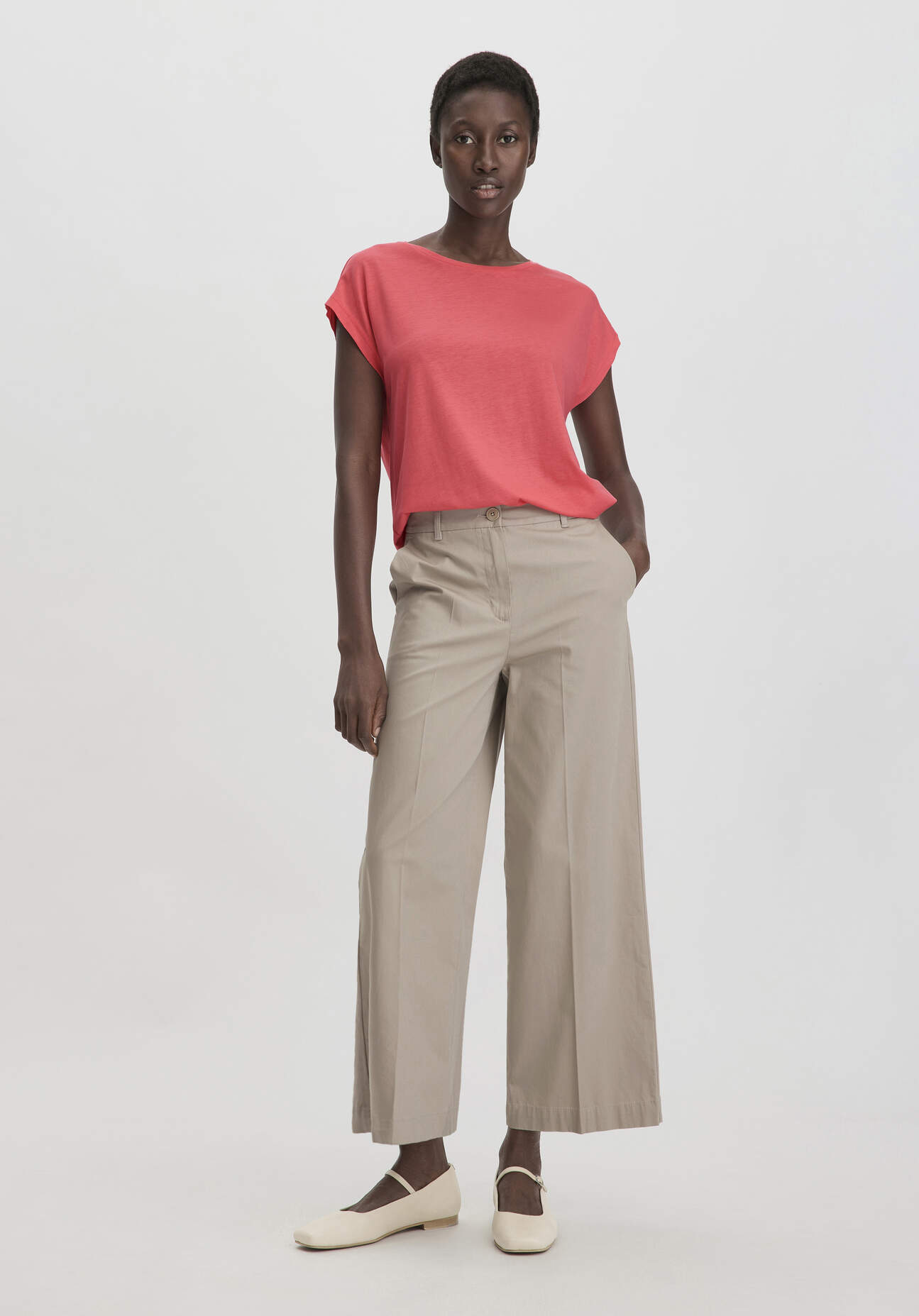 hessnatur Damen Hose Culotte Regular aus Bio-Baumwolle - beige Größe 46
