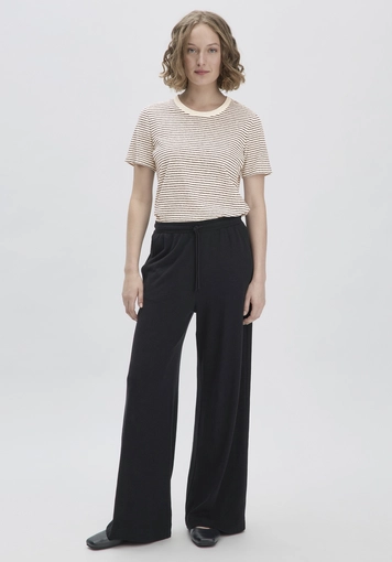 Jersey trousers, wide leg, relaxed fit, made from linen and organic cotton - 0