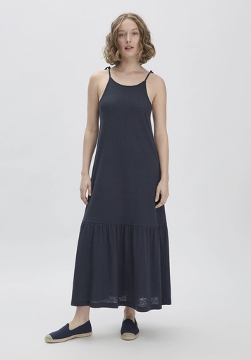 Jersey Kleid Midi Relaxed aus Leinen und Bio-Baumwolle - 0