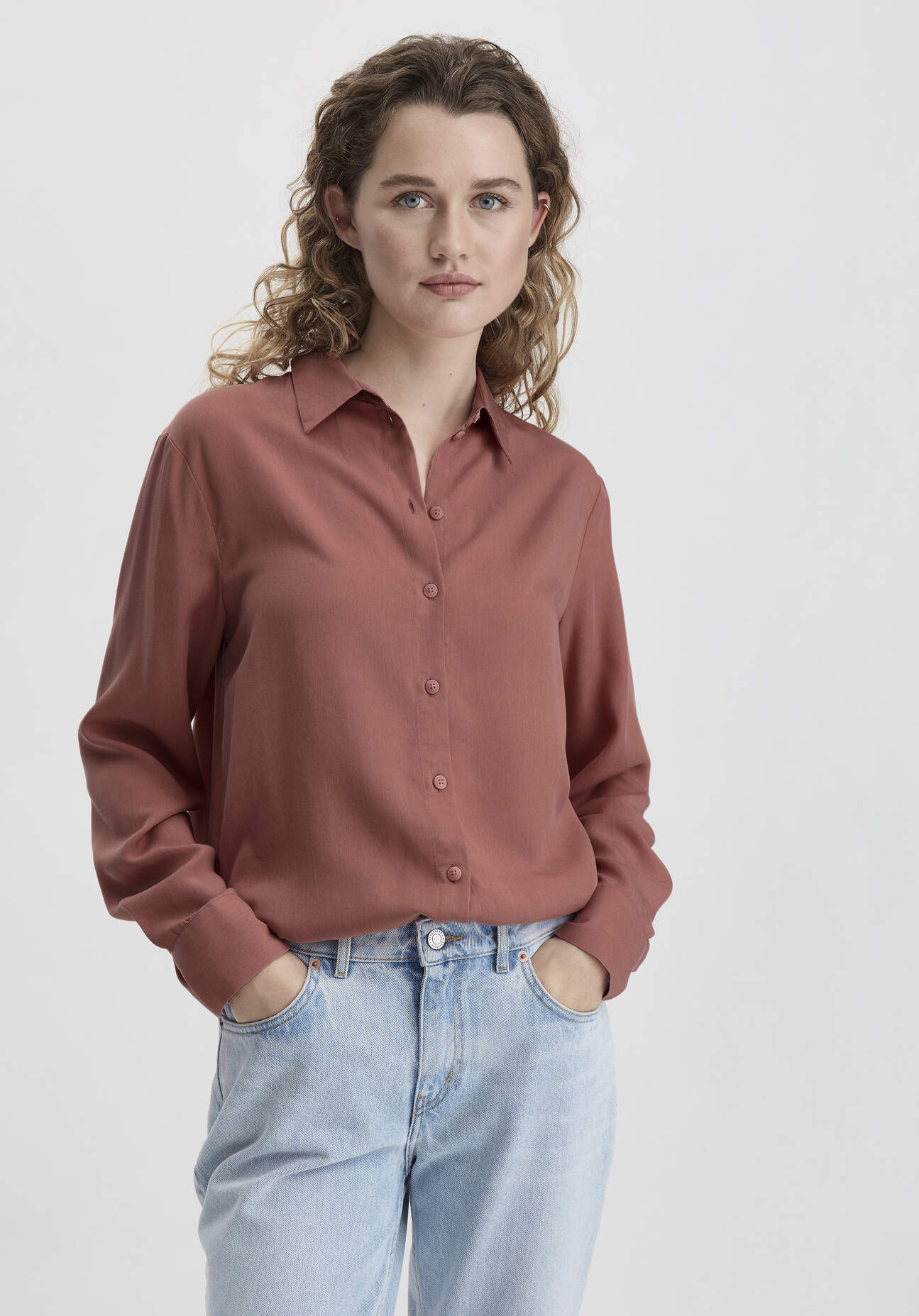 Thumbnail - hessnatur Damen Bluse Relaxed aus TENCEL™ Lyocell - braun - Größe 44