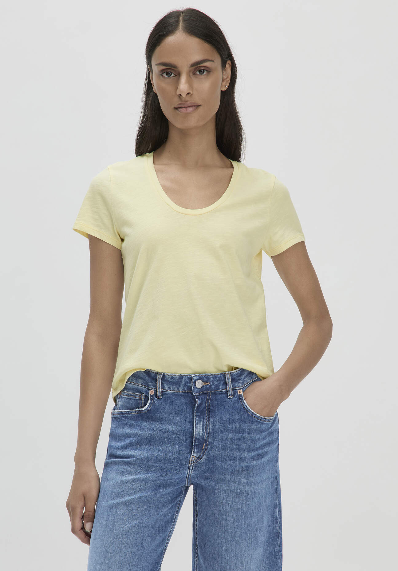 Thumbnail - hessnatur Damen Jersey Slub T-Shirt Regular aus Bio-Baumwolle - gelb - Größe 40