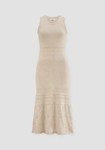 Ajour Strick Kleid Midi Fitted aus reiner Bio-Baumwolle - 4