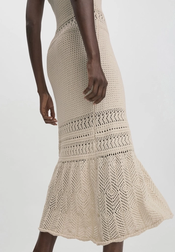 Ajour Strick Kleid Midi Fitted aus reiner Bio-Baumwolle - 2