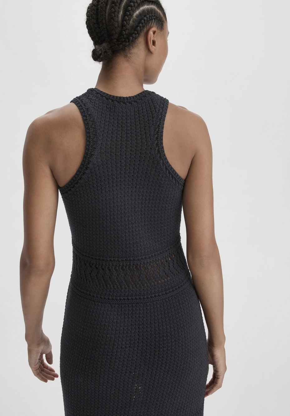 Ajour Strick Kleid Midi Fitted aus reiner Bio-Baumwolle 57017