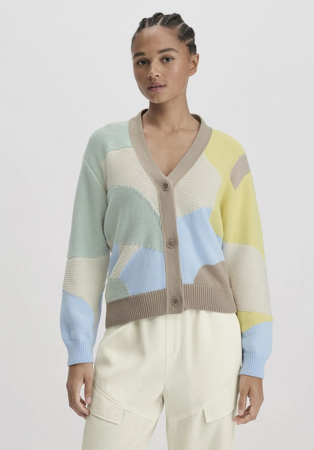 Intarsia Strick Jacke Relaxed aus reiner Bio-Baumwolle