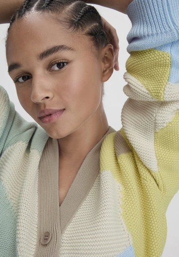 Intarsia knit jacket Relaxed made of pure organic cotton - 3