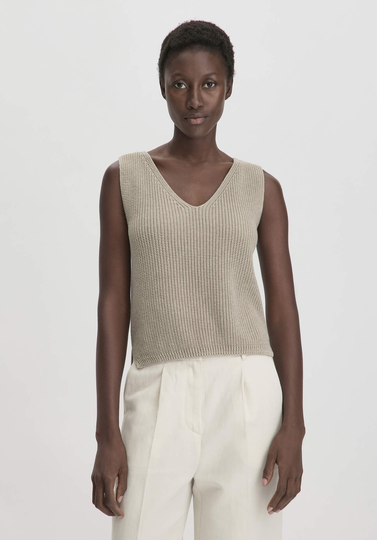 Thumbnail - hessnatur Damen Strick Top Regular aus Bio-Baumwolle - beige - Größe M
