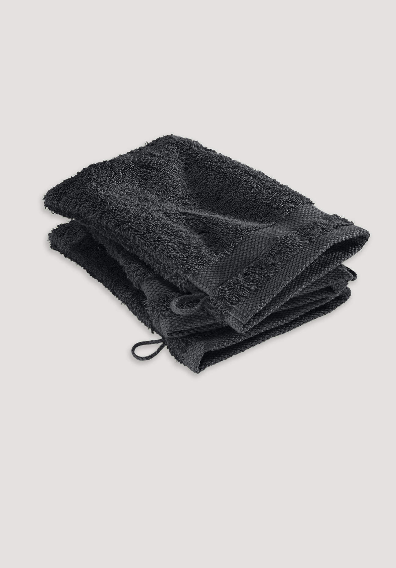 hessnatur Waschhandschuh aus Bio-Baumwolle - schwarz Grösse15x20 cm