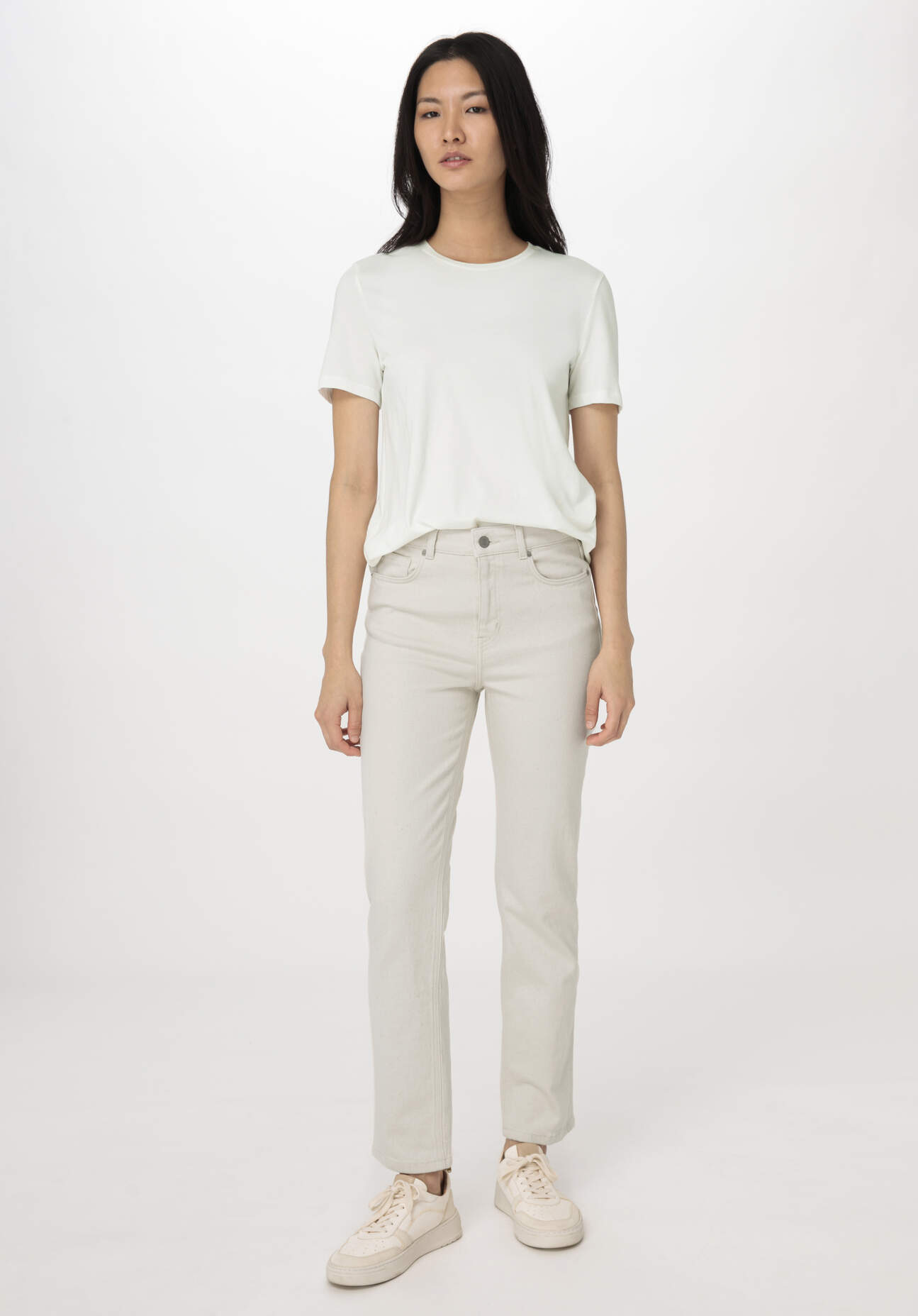 hessnatur Damen Jeans BEA High Rise Straight aus Bio-Denim mit Hanf - natur Größe 27/30