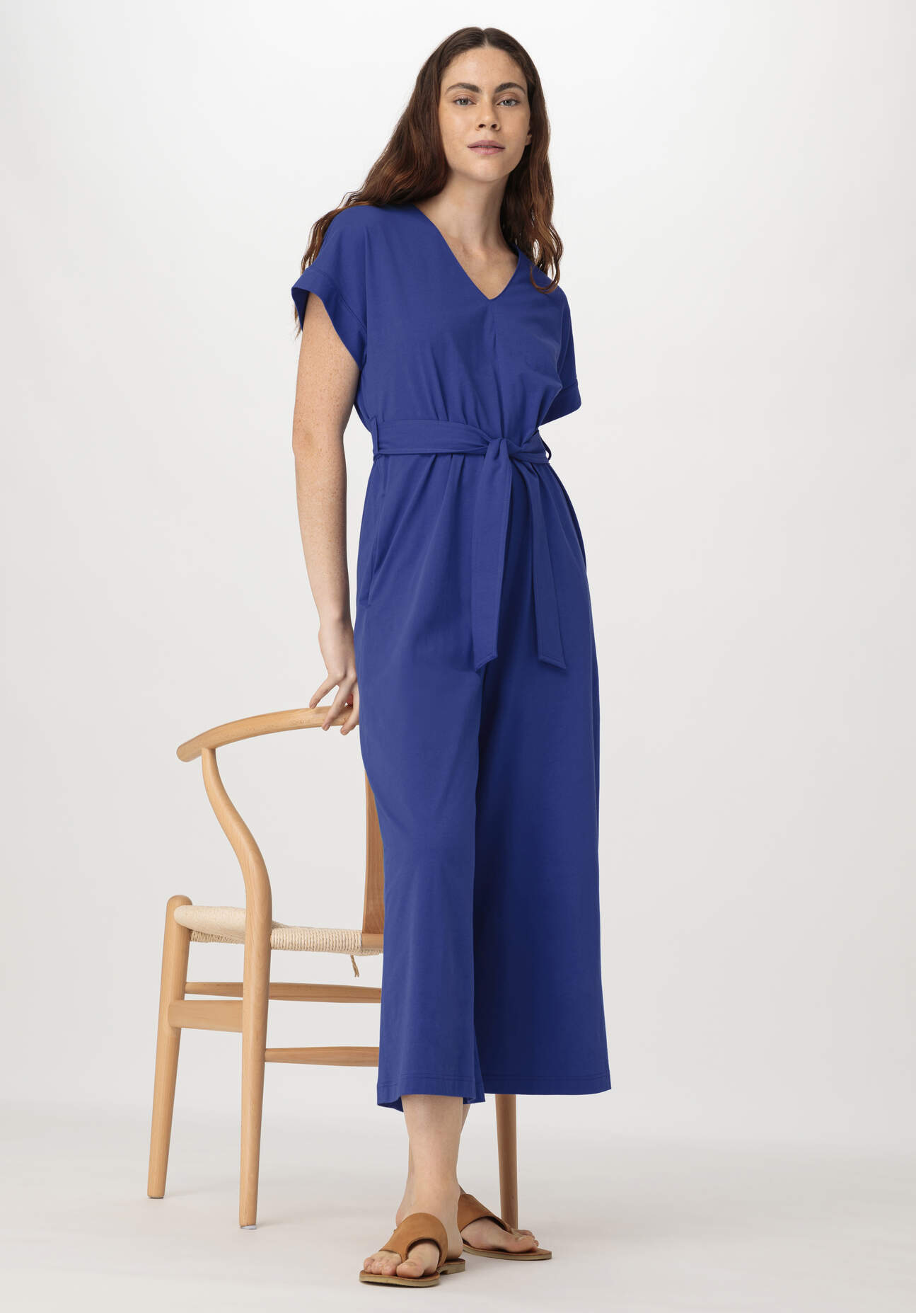 hessnatur Damen Jersey Jumpsuit Relaxed aus Bio-Baumwolle - blau Grösse46