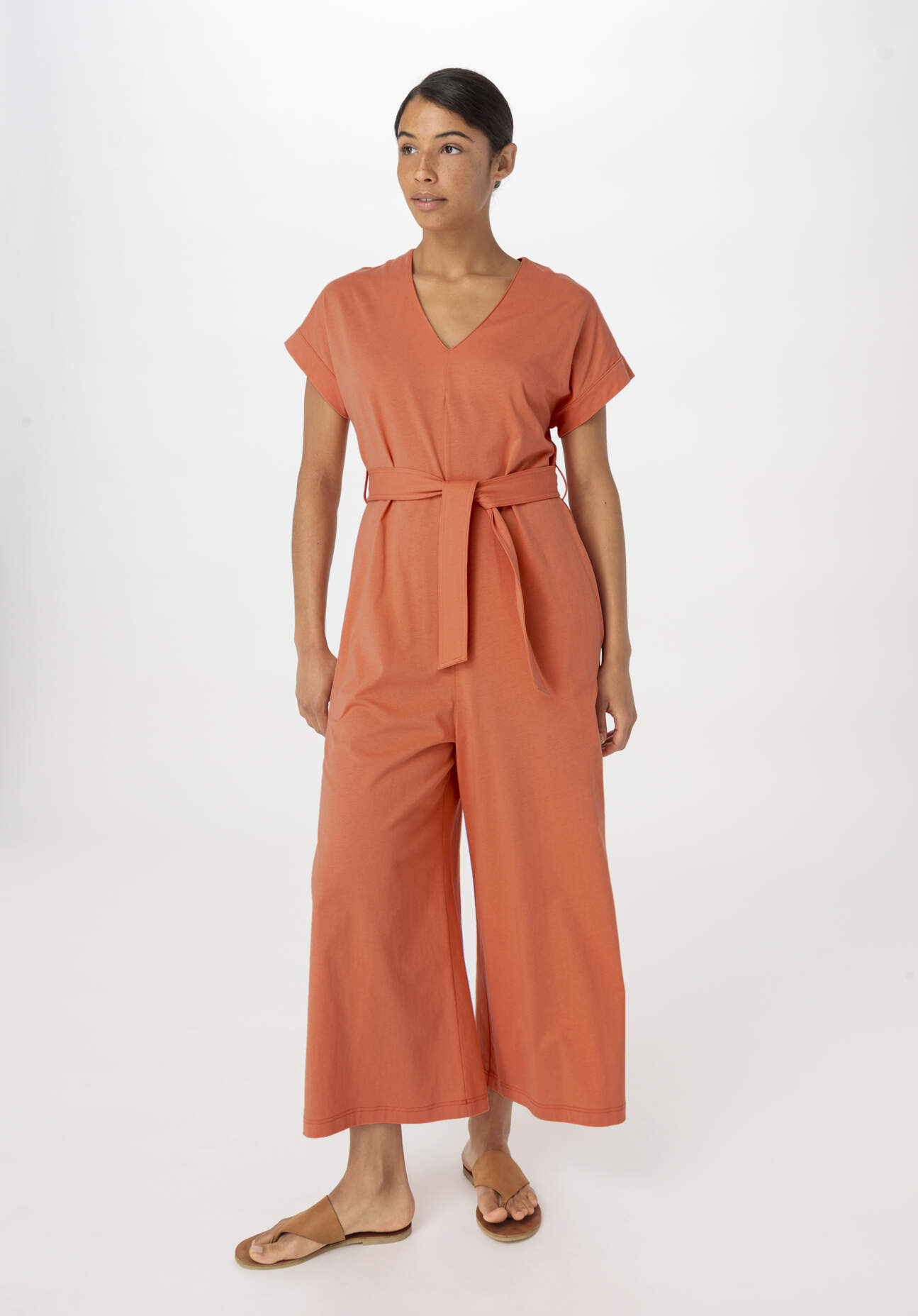 hessnatur Damen Jersey Jumpsuit Relaxed aus Bio-Baumwolle - orange Grösse48