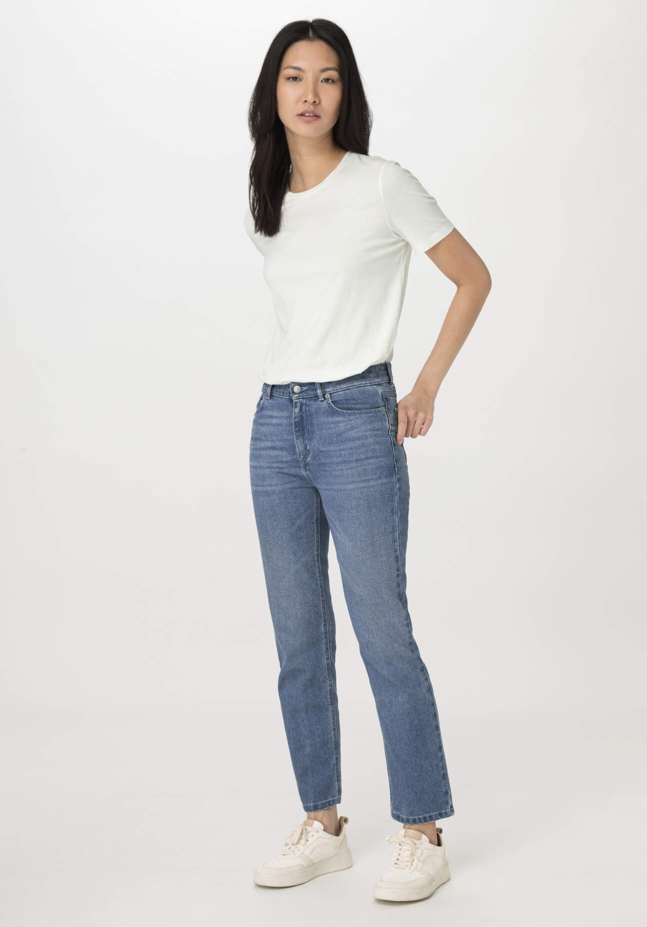 hessnatur Damen Jeans BEA High Rise Straight aus Bio-Denim - blau Größe 29/30