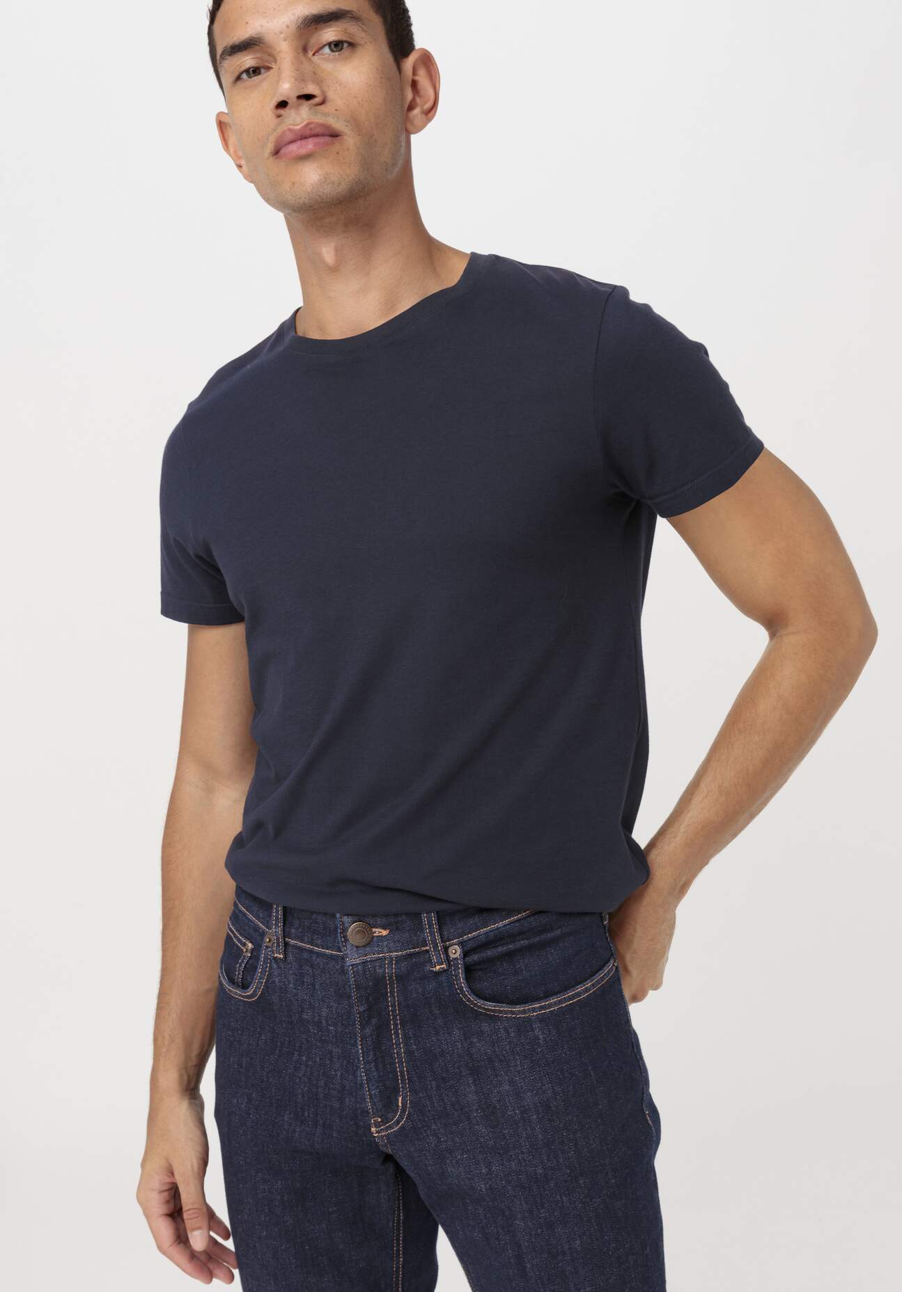 Thumbnail - hessnatur Herren Basic T-Shirt Regular aus Bio-Baumwolle im 2er-Pack - blau - Größe 50