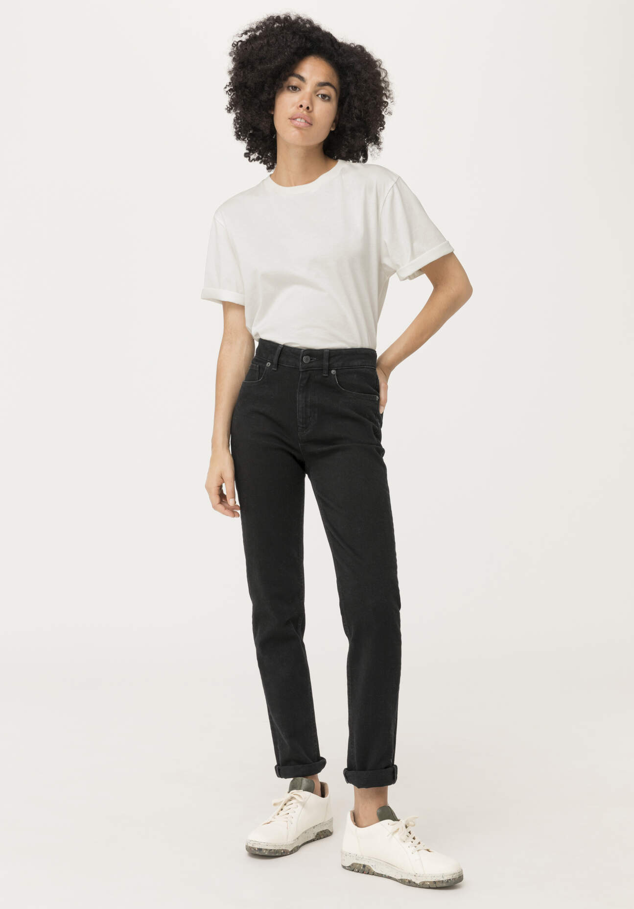 Thumbnail - hessnatur Damen Coreva™Jeans LINN High Rise Slim aus Bio-Denim - schwarz - Größe 28/32
