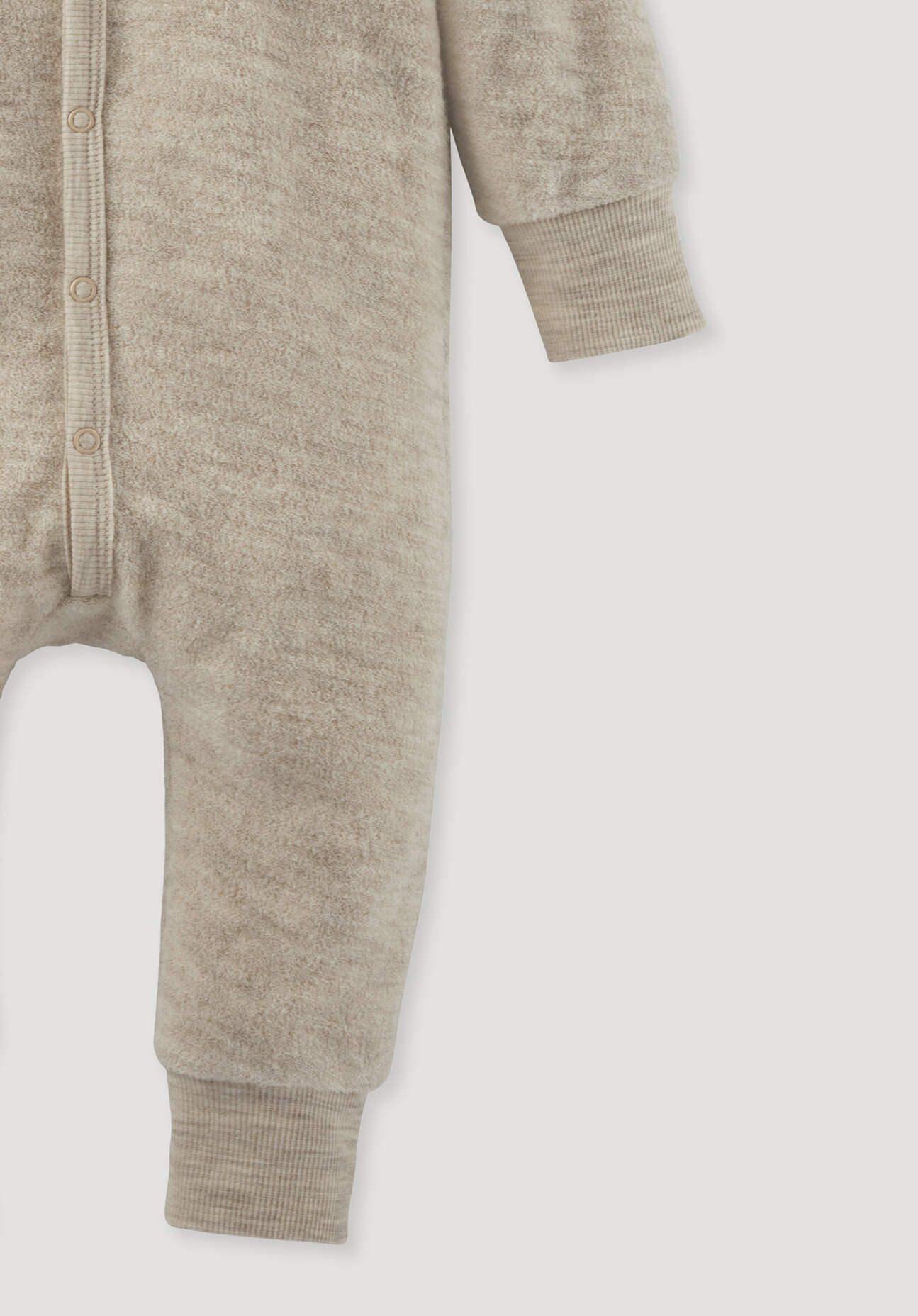Thumbnail - hessnatur Baby Wollfrottee Overall Regular aus Bio-Merinowolle - beige - Größe 86/92