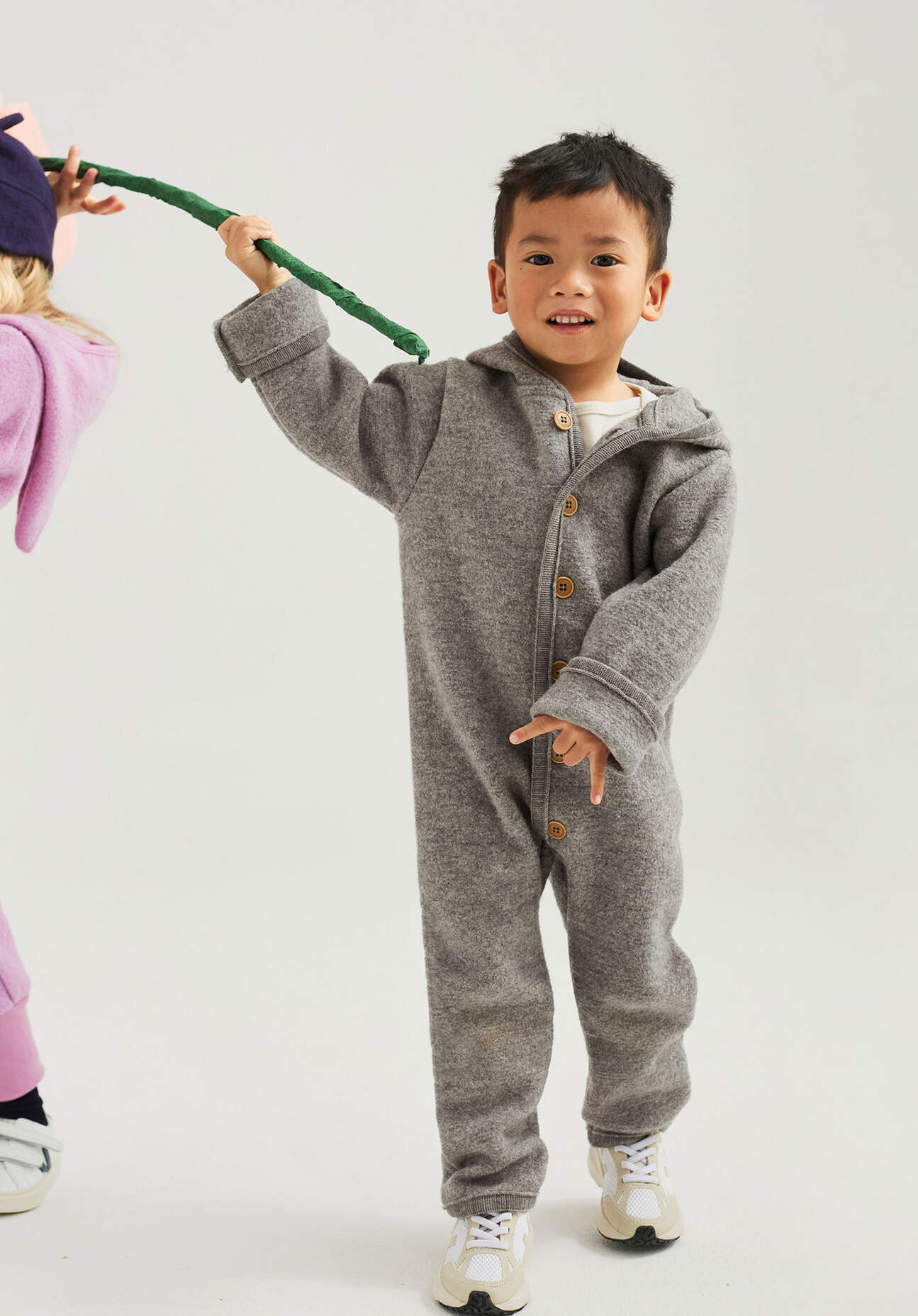 hessnatur Baby Wollwalk Overall aus Bio-Merinowolle - grau Grösse62/68