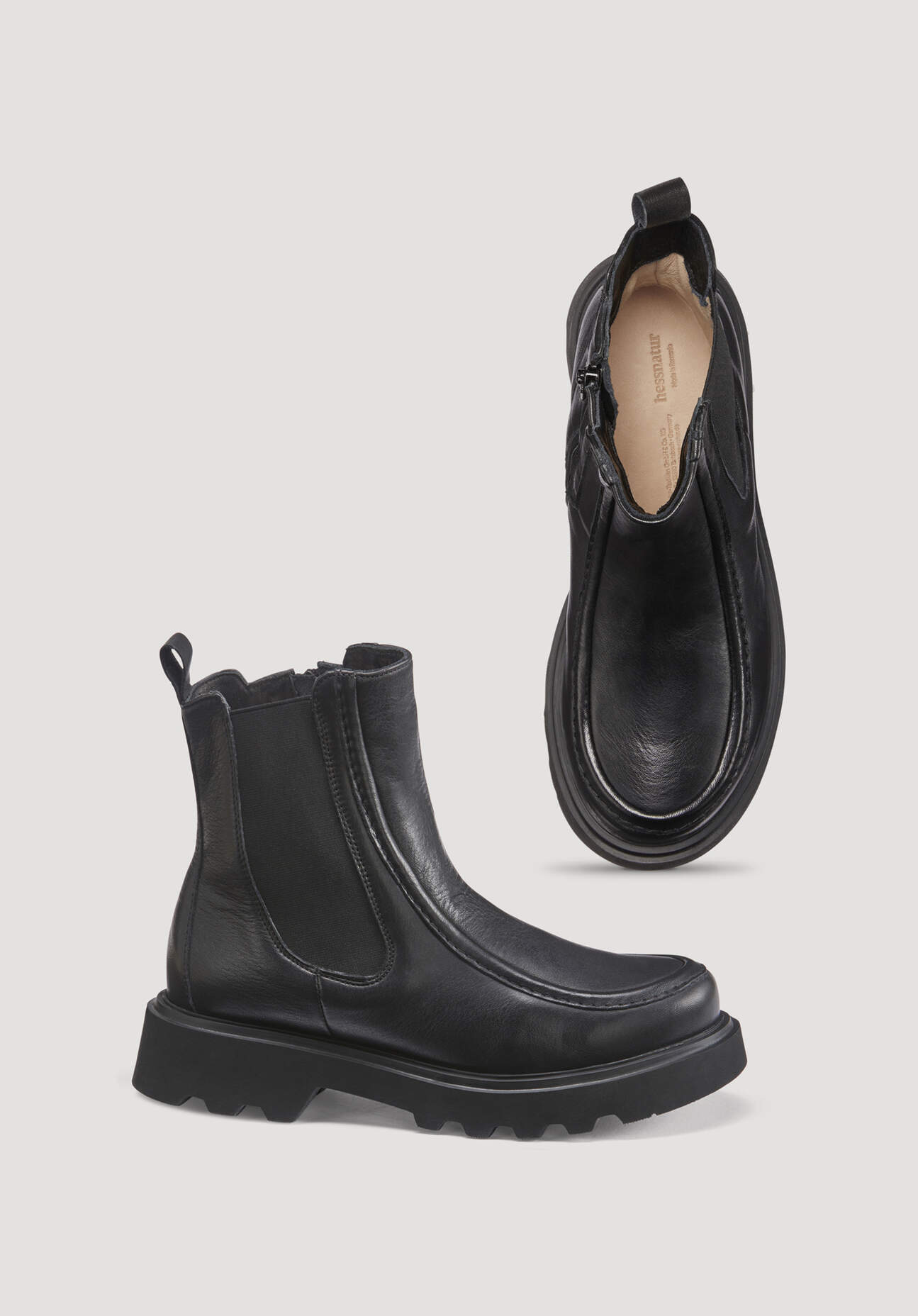 hessnatur Damen Chelsea Boots aus chromfrei gegerbtem Leder - schwarz Größe 37