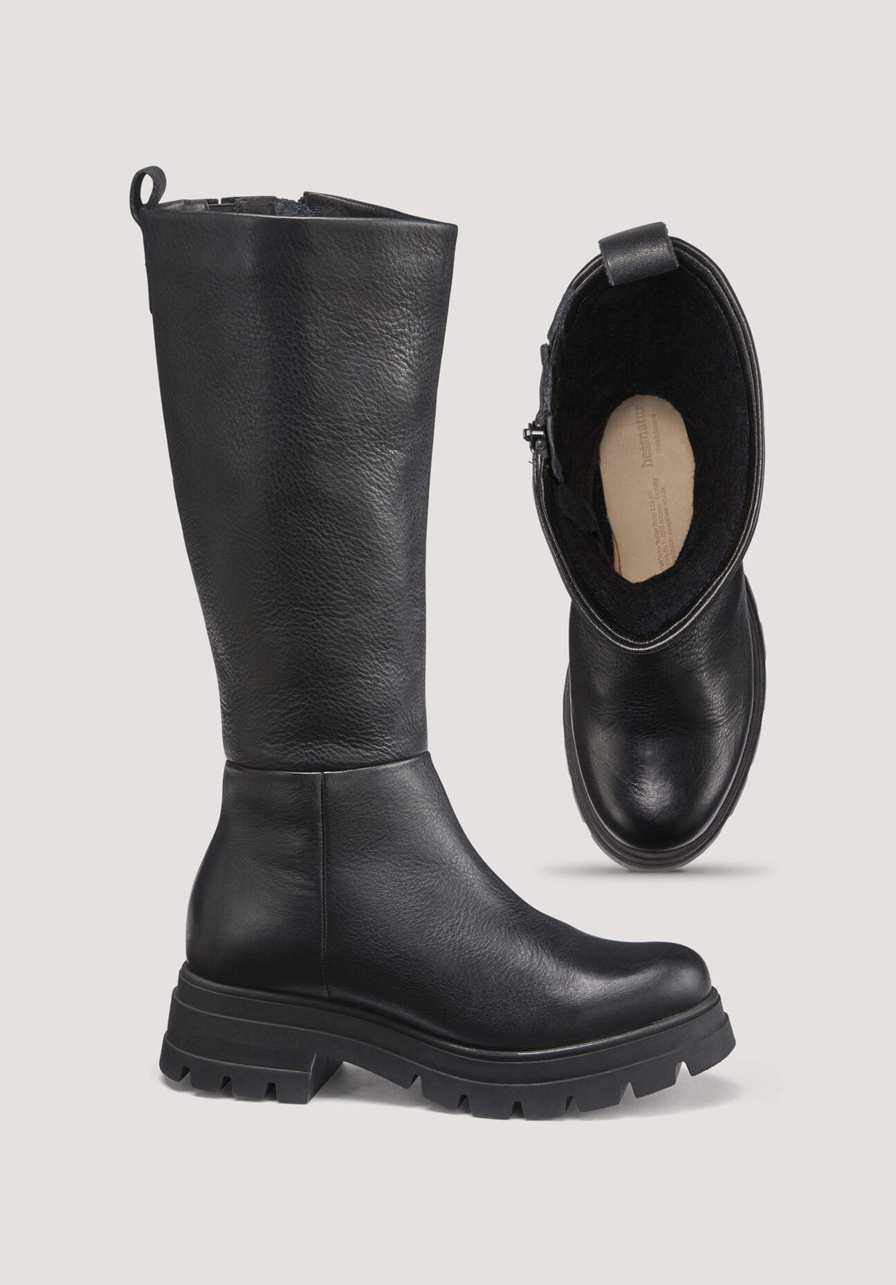Thumbnail - hessnatur Damen Langschaft-Stiefel aus chromfrei gegerbtem Leder - schwarz - Größe 36