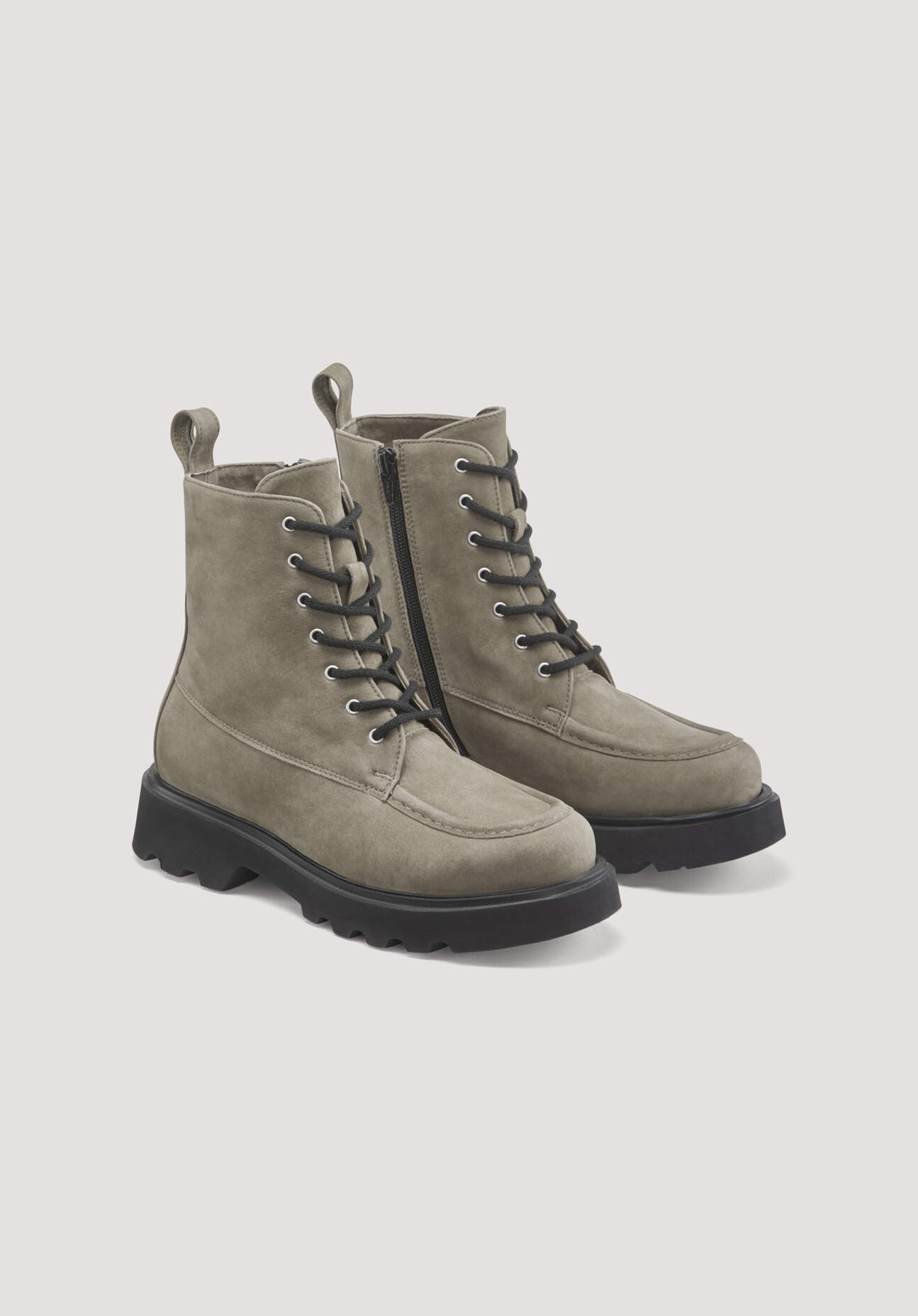 Thumbnail - hessnatur Damen Schnürstiefel aus chromfrei gegerbtem Nubuk-Leder - beige - Größe 38
