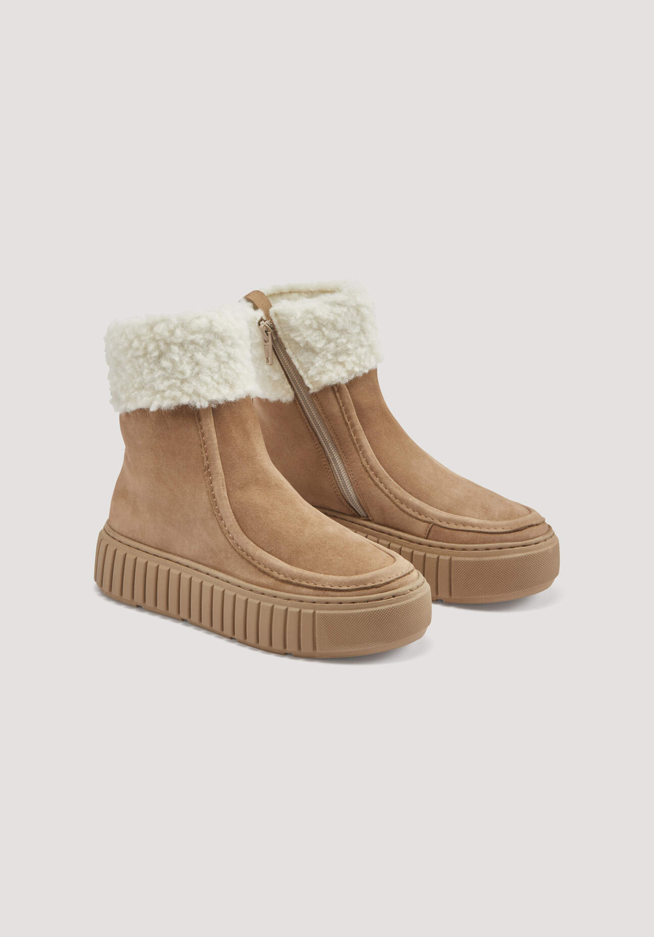 Thumbnail - hessnatur Damen Winter-Boots aus chromfrei gegerbtem Nubukleder - beige - Größe 37
