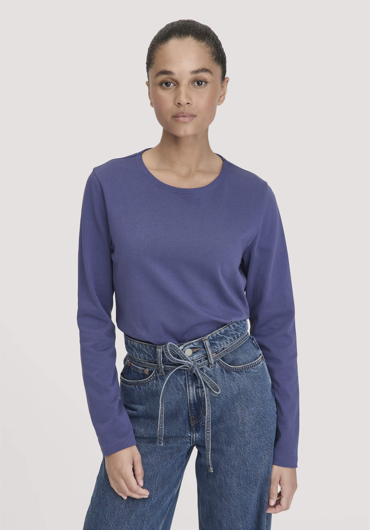 hessnatur Damen Heavy Shirt Relaxed aus Bio-Baumwolle - blau Größe 48