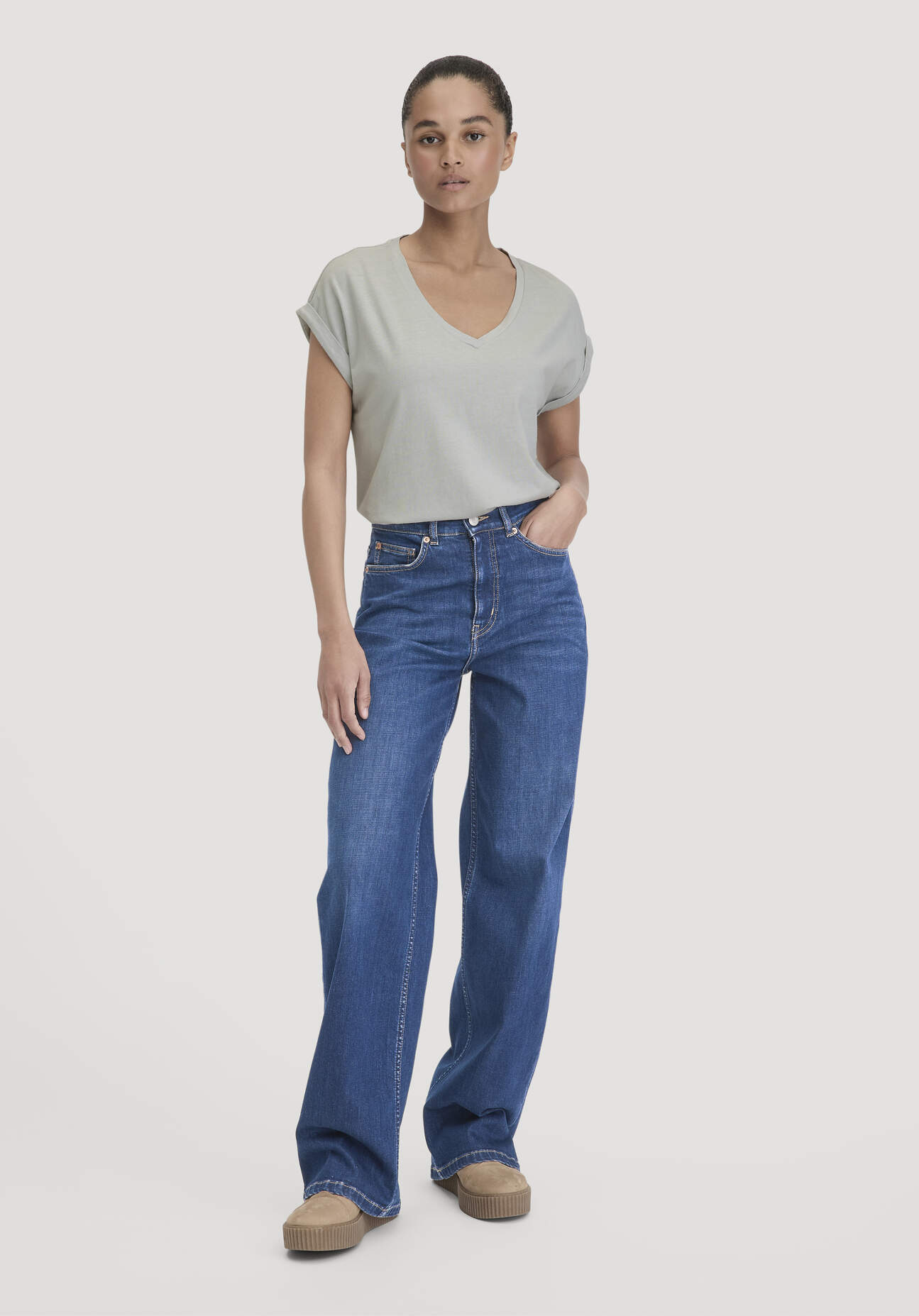 hessnatur Damen Jeans ALVA Wide Leg aus Bio-Denim - blau Größe 27/34