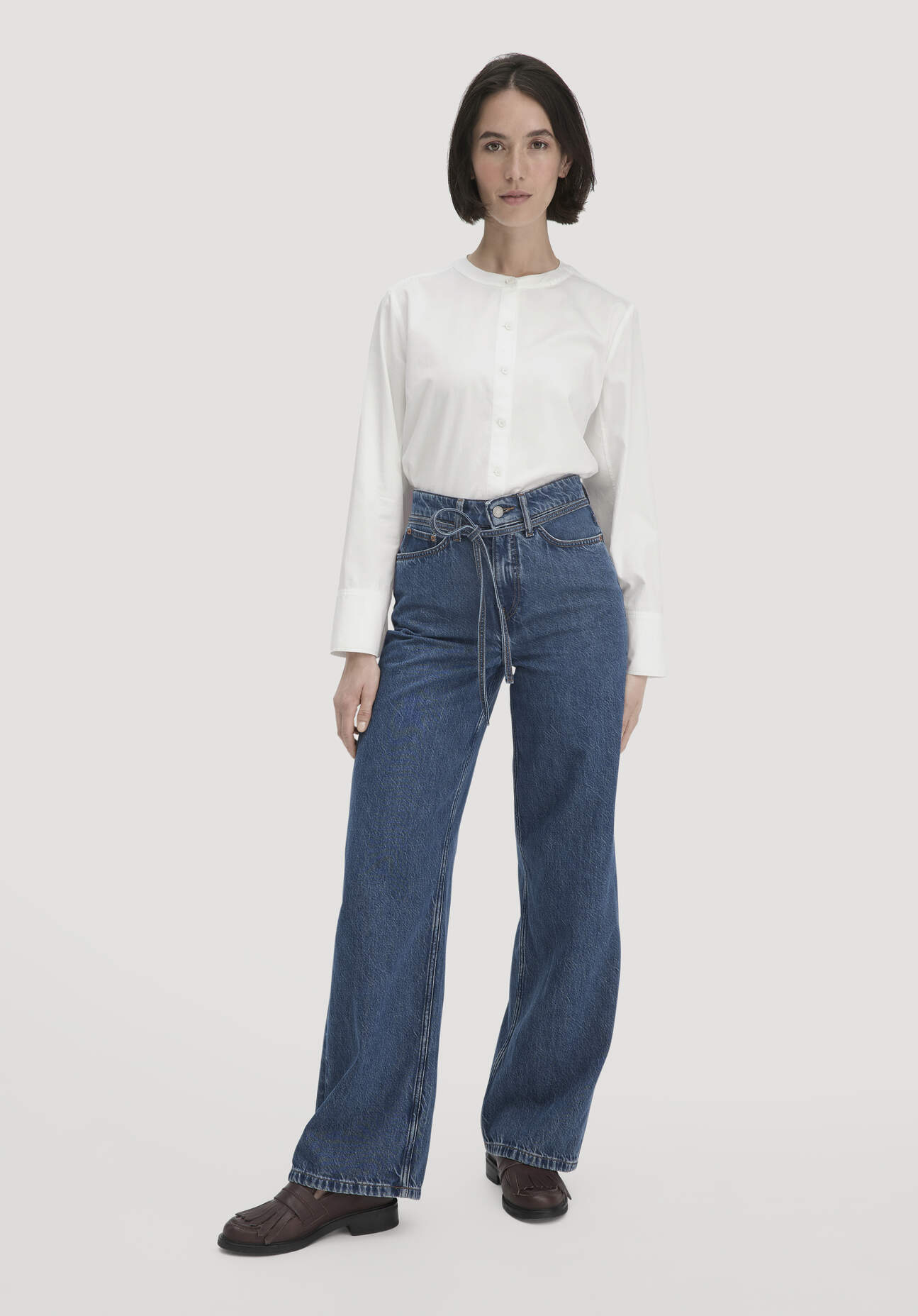hessnatur Damen Jeans ALVA Wide Leg Soft aus Bio-Baumwolle mit TENCEL™ Lyocell - blau Größe 32/32