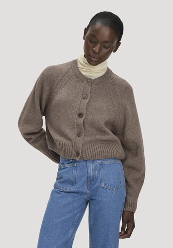 Relaxed Cropped Knit Jacket made from organic merino wool with organic cotton - 0