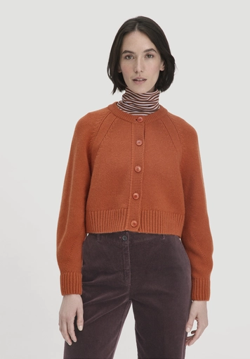 Relaxed Cropped Knit Jacket made from organic merino wool with organic cotton - 0