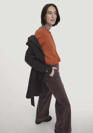 Relaxed Cropped Knit Jacket made from organic merino wool with organic cotton - 1