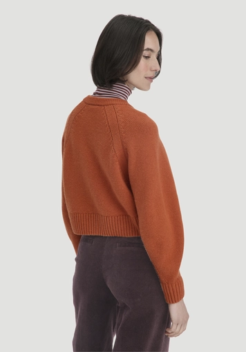 Relaxed Cropped Knit Jacket made from organic merino wool with organic cotton - 2