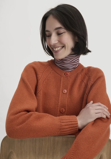 Relaxed Cropped Knit Jacket made from organic merino wool with organic cotton - 3