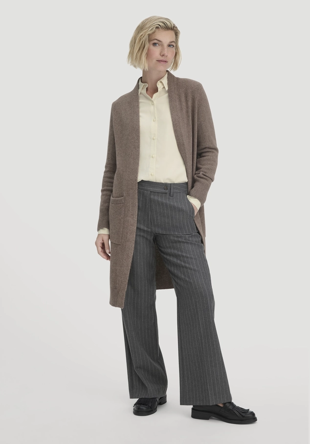 Relaxed knitted jacket made from organic merino wool and organic cotton