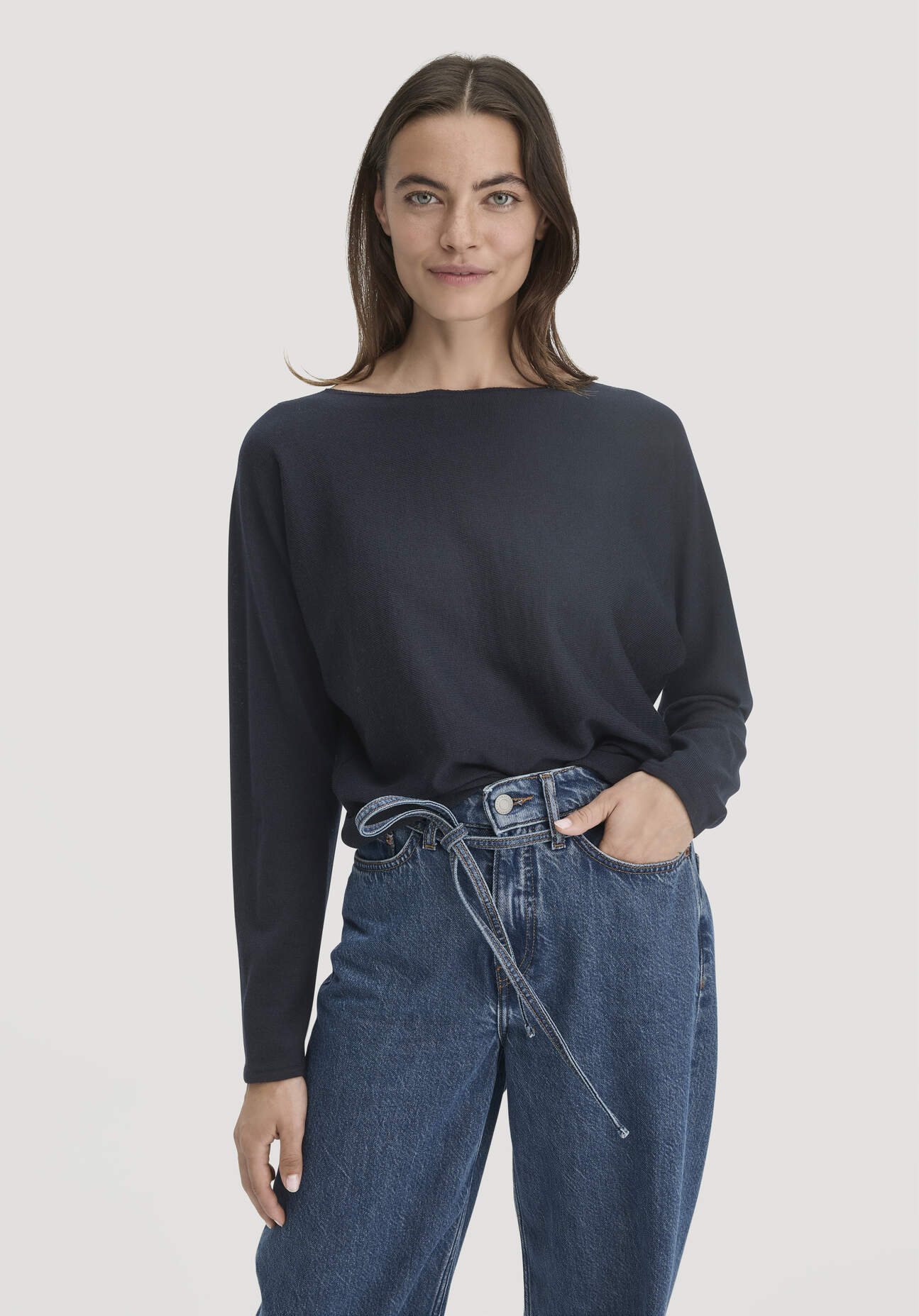 hessnatur Damen Strick Pullover Relaxed aus Merinowolle - blau Größe XL
