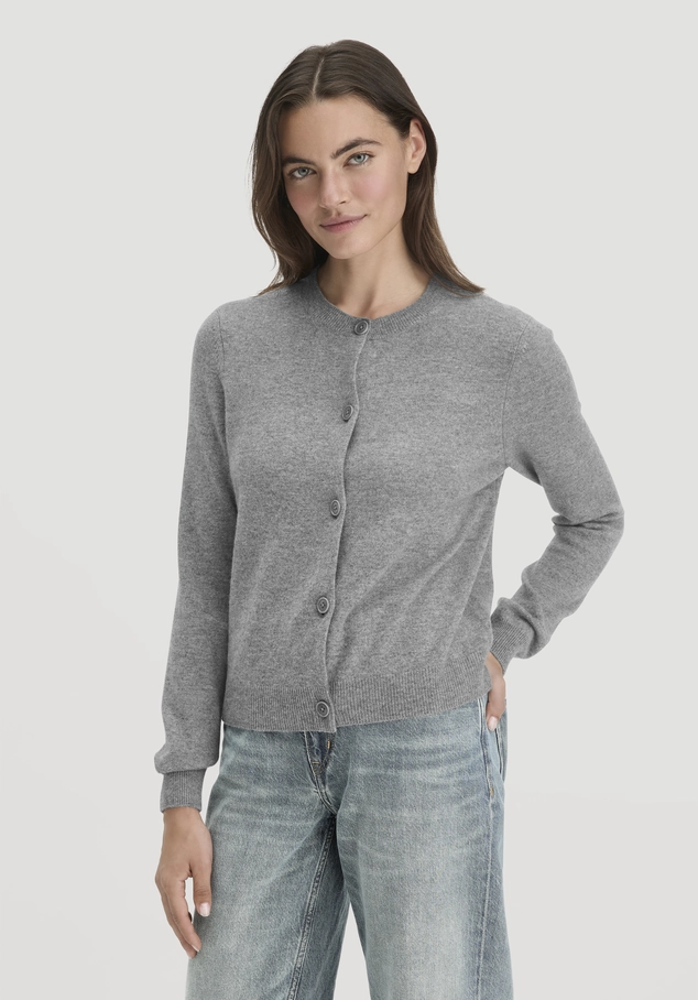 Regular knit jacket made of organic merino wool with cashmere