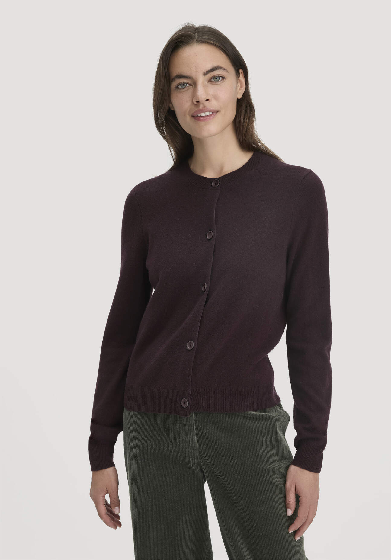 hessnatur Damen Strick Jacke Regular aus Bio-Merinowolle mit Cashmere - braun Größe S