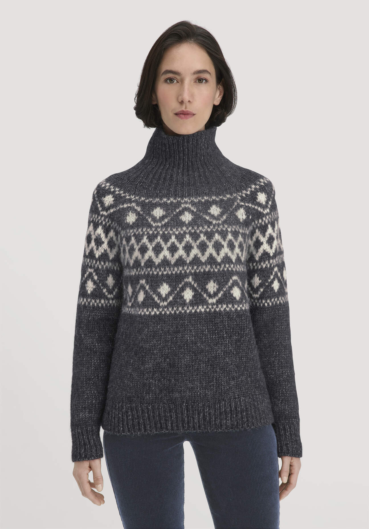 hessnatur Damen Strick Pullover Relaxed aus Alpaka mit Bio-Baumwolle - blau Größe XXL