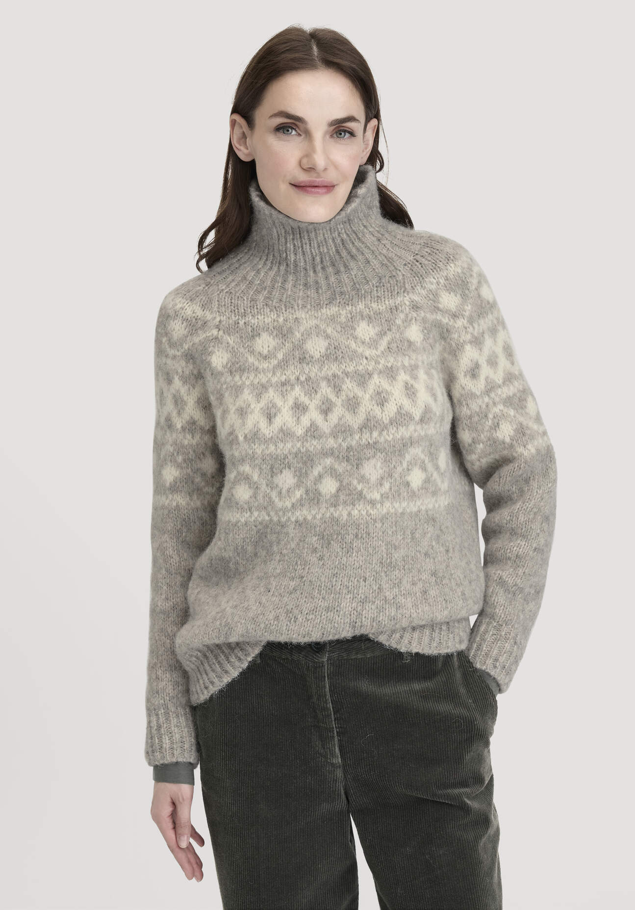 hessnatur Damen Strick Pullover Relaxed aus Alpaka mit Bio-Baumwolle - grau Größe XS