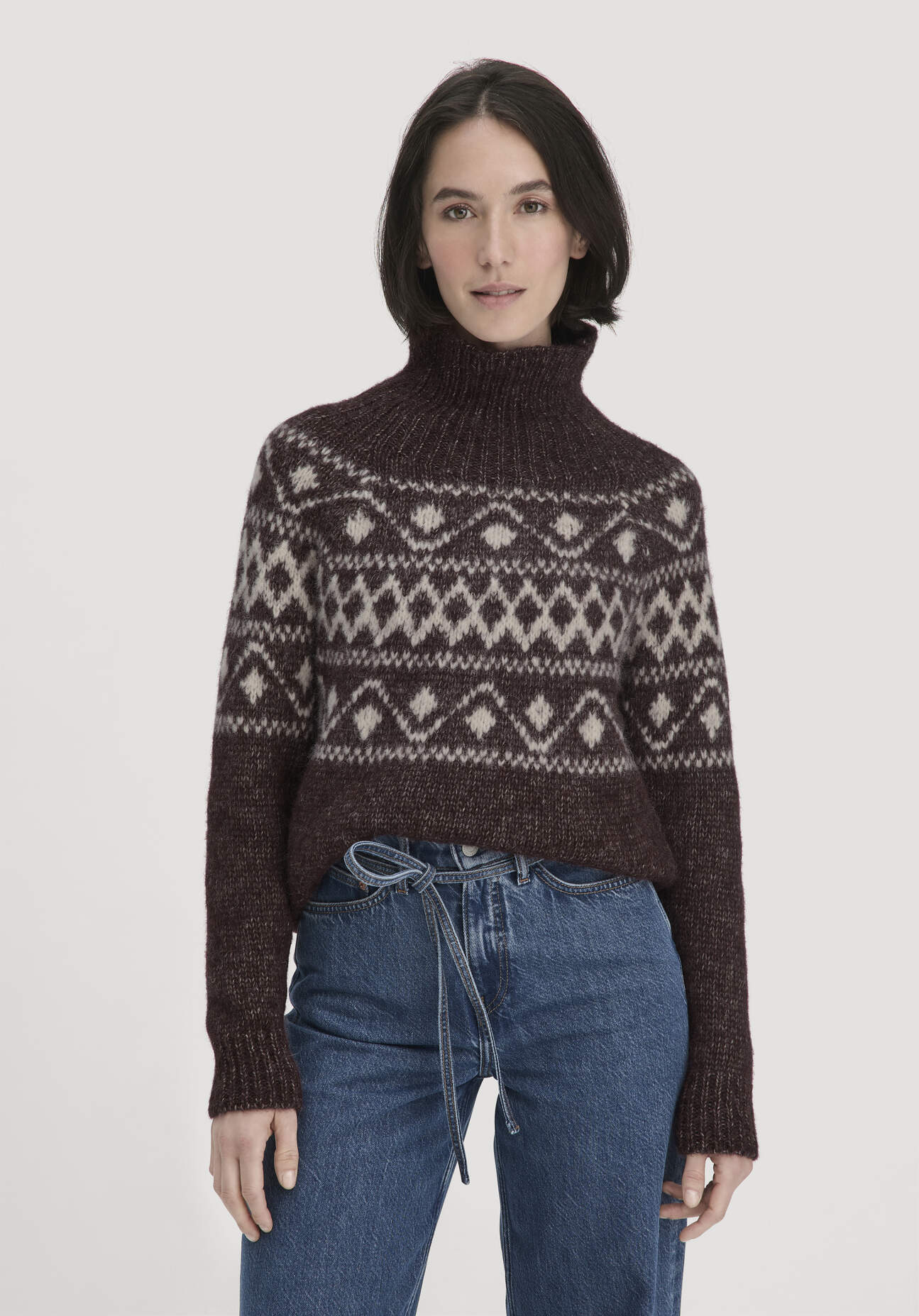 hessnatur Damen Strick Pullover Relaxed aus Alpaka mit Bio-Baumwolle - braun Größe M