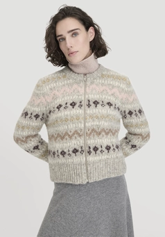Regular knit jacket made of alpaca with organic cotton