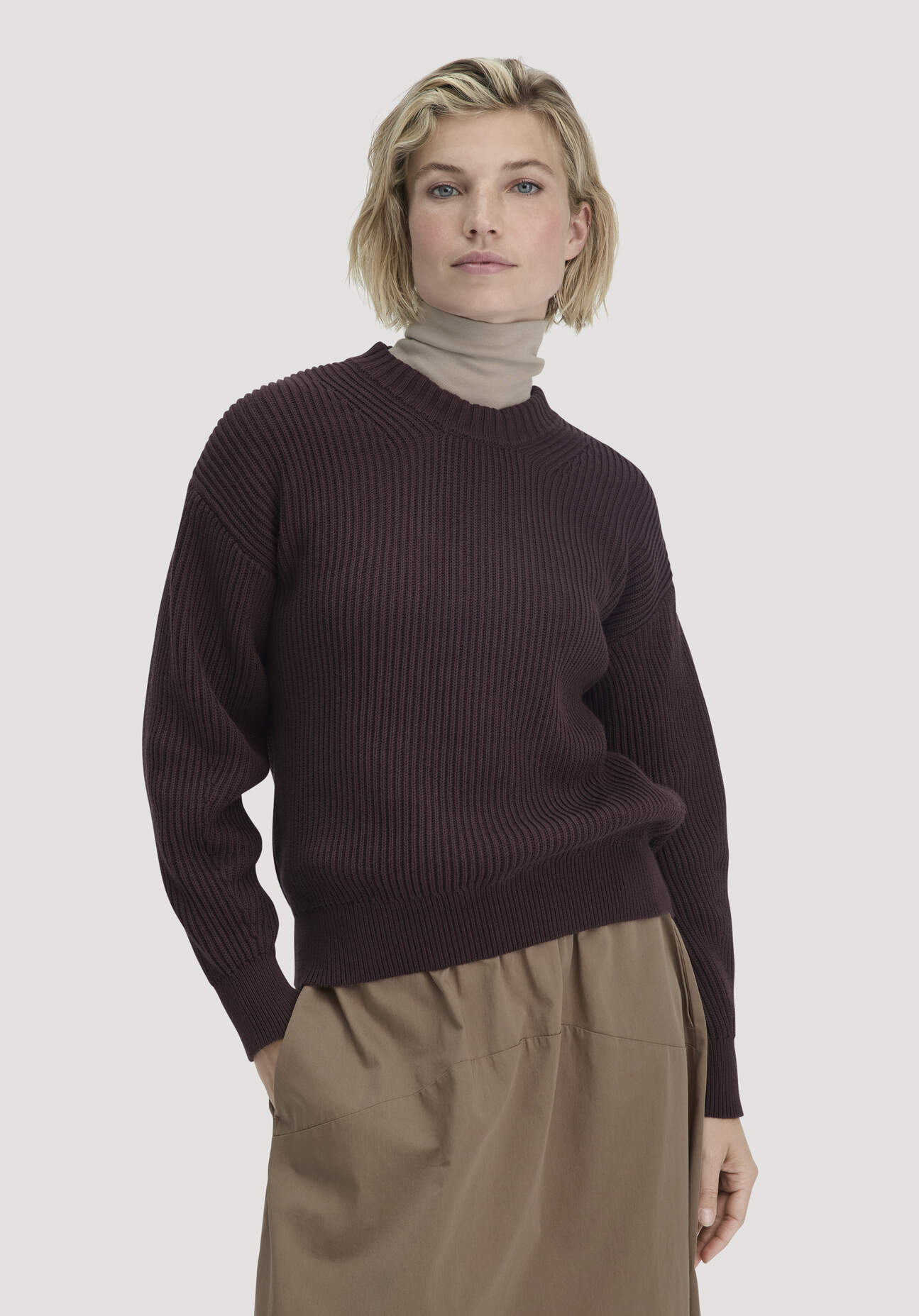 hessnatur Damen Strick Pullover Relaxed aus Bio-Baumwolle - braun Größe XXL