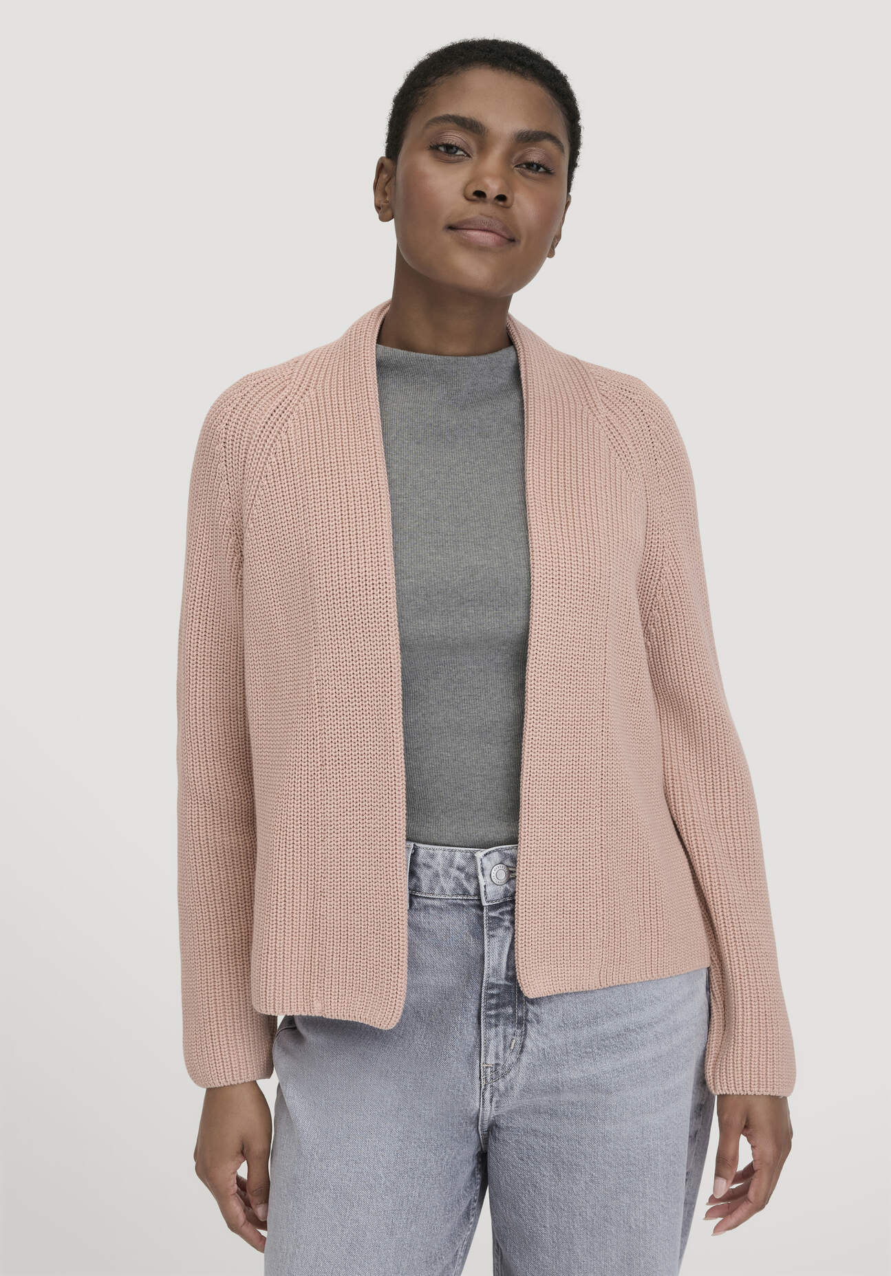 hessnatur Damen Strick Jacke Relaxed aus Bio-Baumwolle - rosa Größe XL
